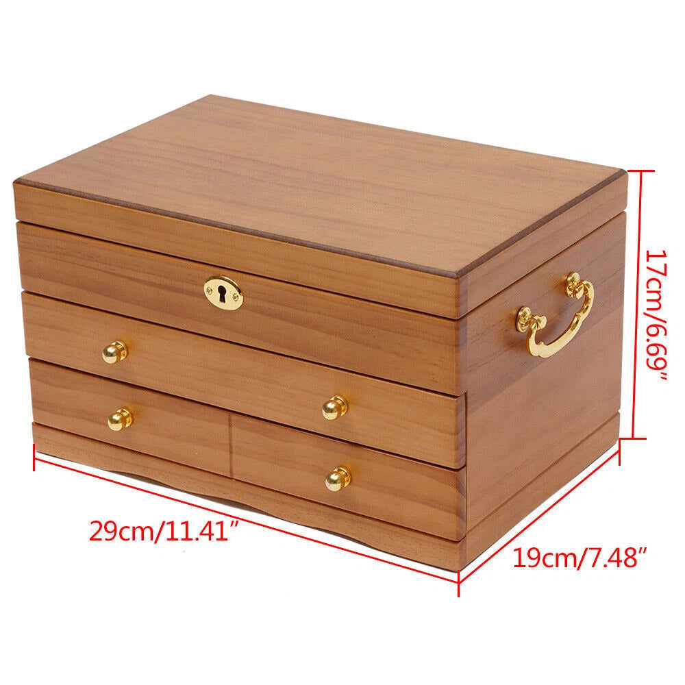 Jewelry Storage Box + Drawer Case 3 Layers Gift For Mom /Girlfriend+ Lock Case | eBay
