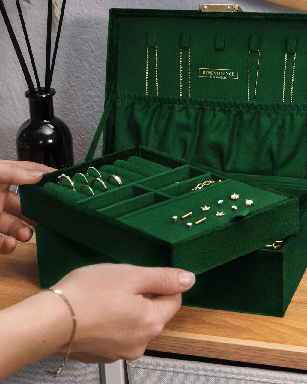 2 Layer Jewelry Box for Women, Large Velvet Jewelry Organizer with Decorative Lo | eBay