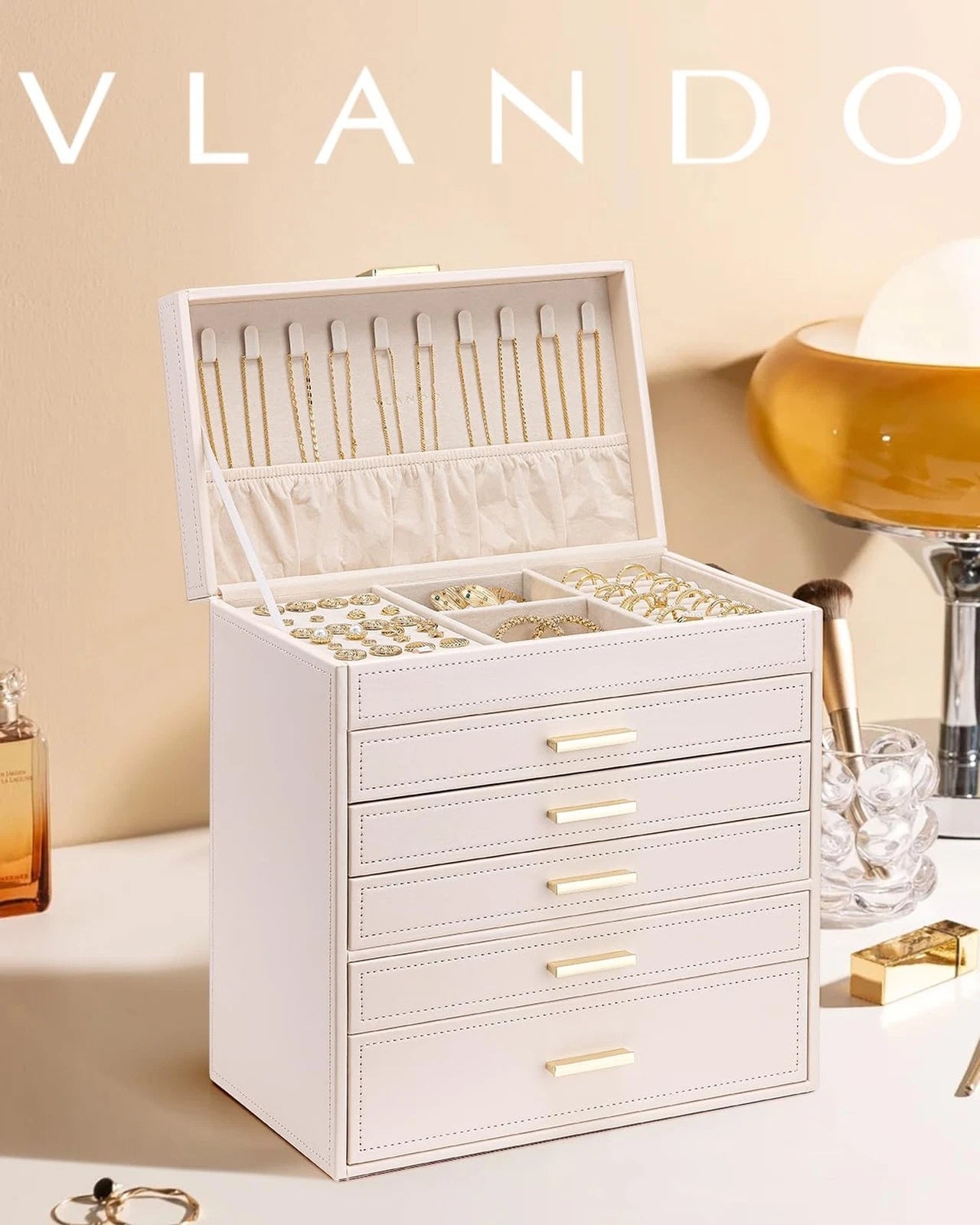 Vlando Jewelry Box Organizer,Large Jewelry Storage for 5 Drawn,PU Leather Jew... | eBay
