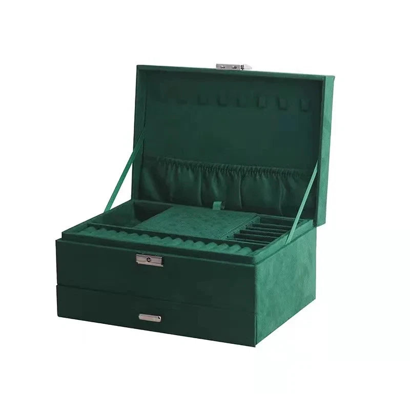 Velvet Double Layer Jewelry Storage Box Large Capacity Necklace Bracelet Holder | eBay