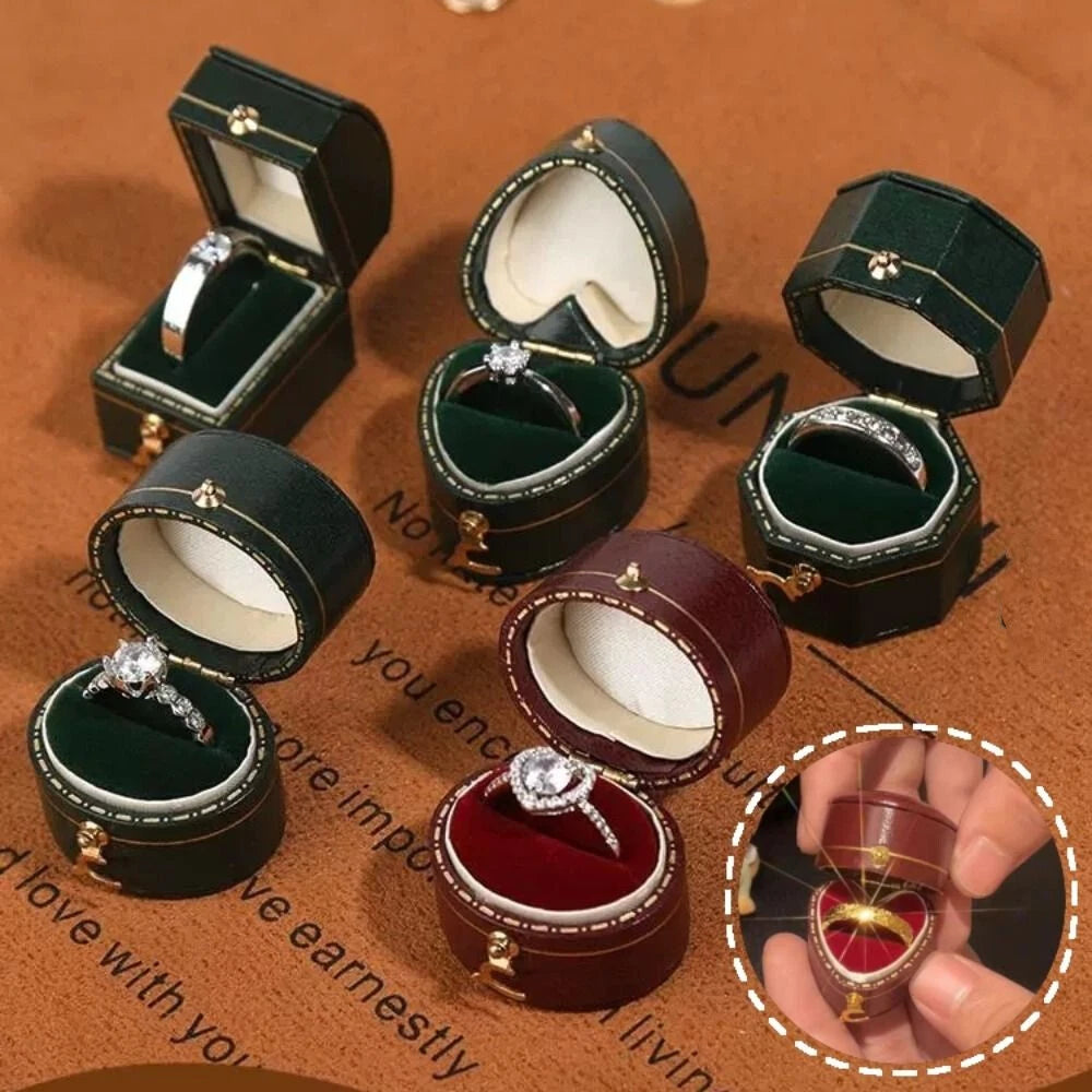 Engagement Ring Box Flannel Buckle Jewelry Case Vintage Leather Small Ring Box | eBay