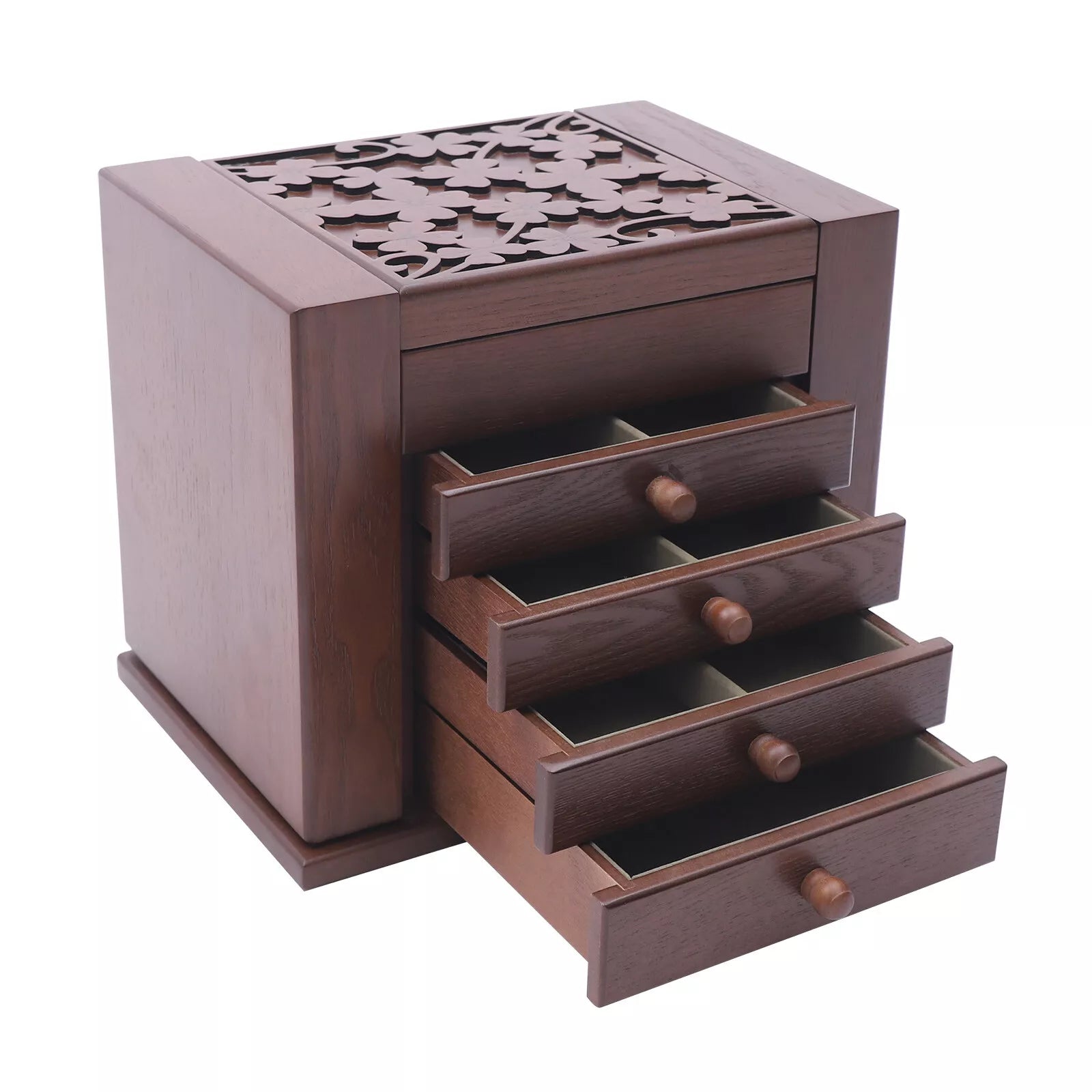 5 Layers Case 4 Drawer Vintage Large Jewelry Organizer Wooden Storage Boxes | eBay