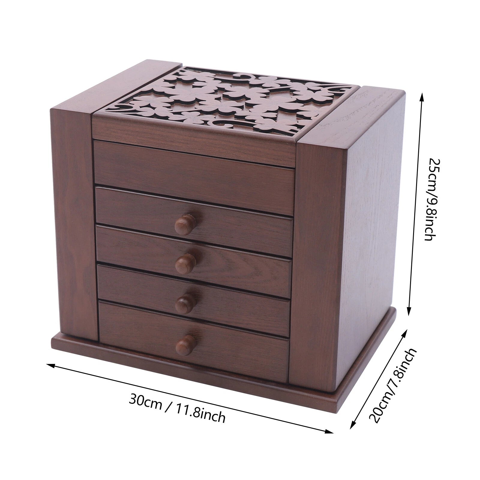 5 Layers Case 4 Drawer Vintage Large Jewelry Organizer Wooden Storage Boxes | eBay