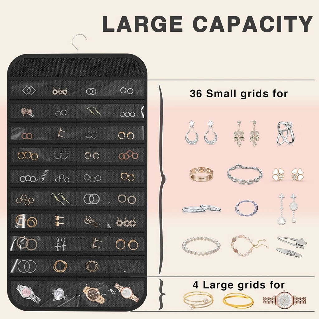 Hanging Jewelry Organizer Storage, 40 Pockets 36 Hooks Necklace Earring Necklace | eBay