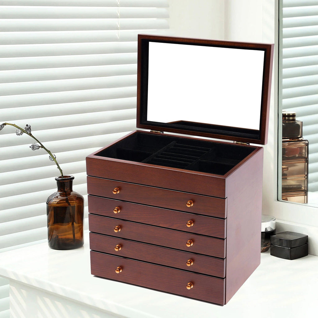 Wooden Jewelry Case Necklace Watches Storage Box or Earrings Rings Bracelet | eBay