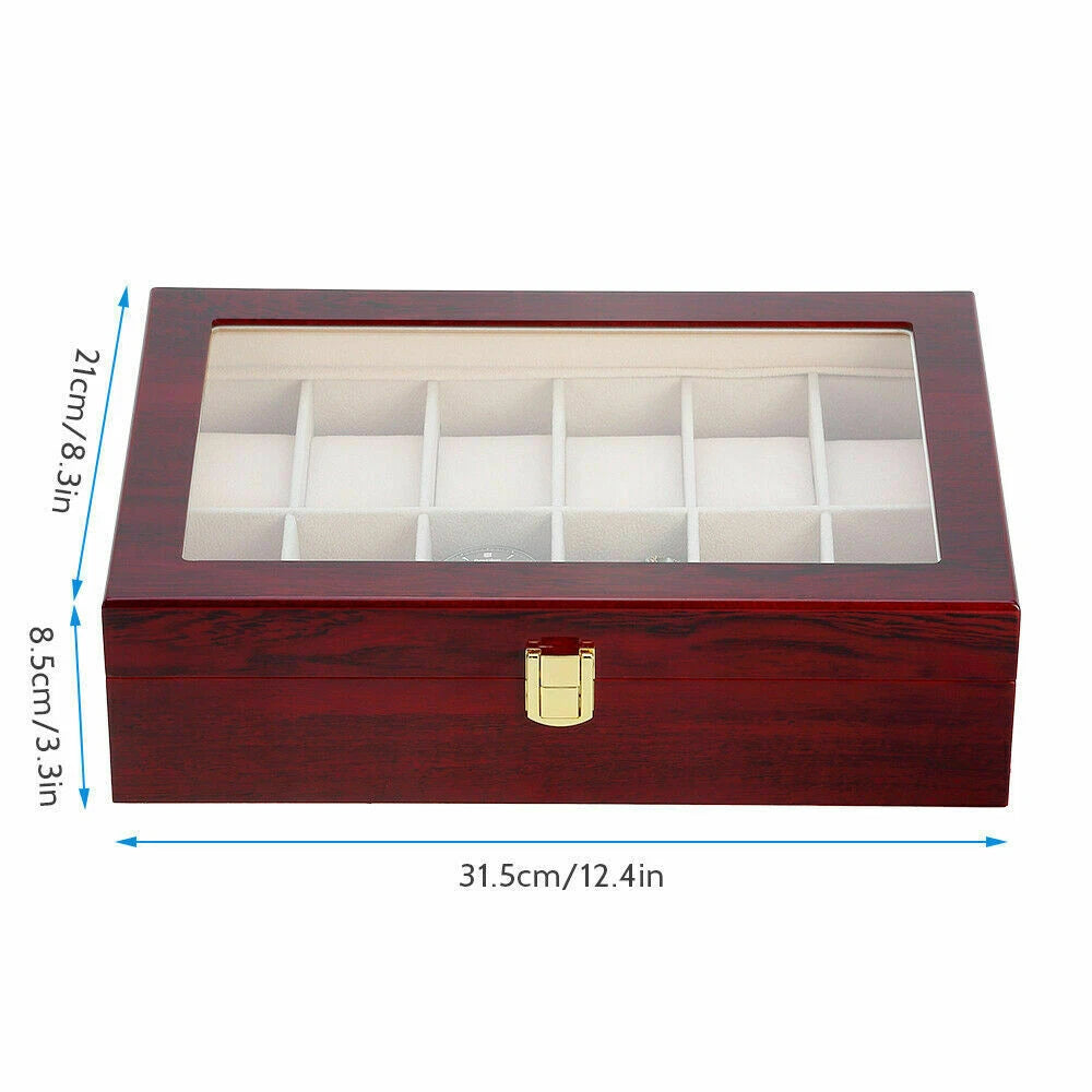 12 Slots Man Wooden Watch Display Box Jewelry Storage Organizer Case Holder Gift | eBay