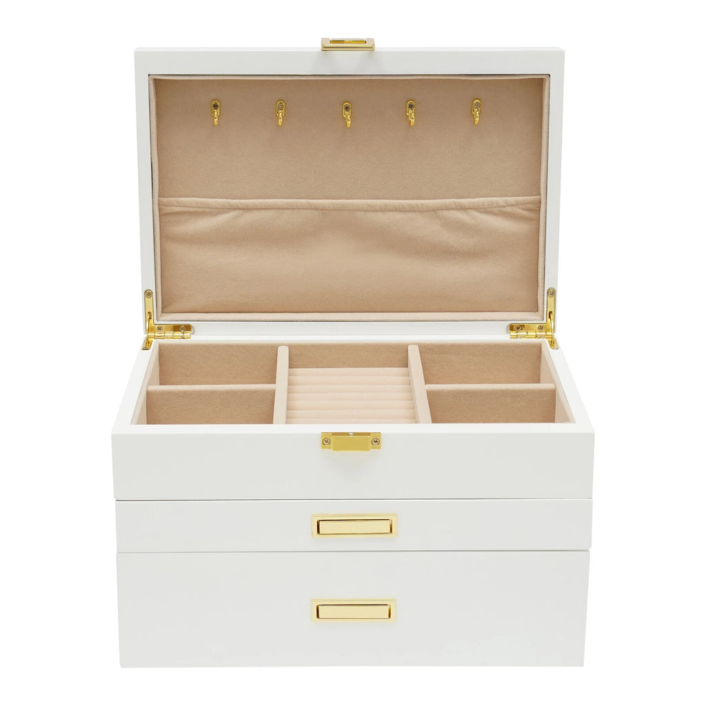 3-Layer Jewelry Organizer Box Earring Ring Necklace Bracelet Storage Case White | eBay