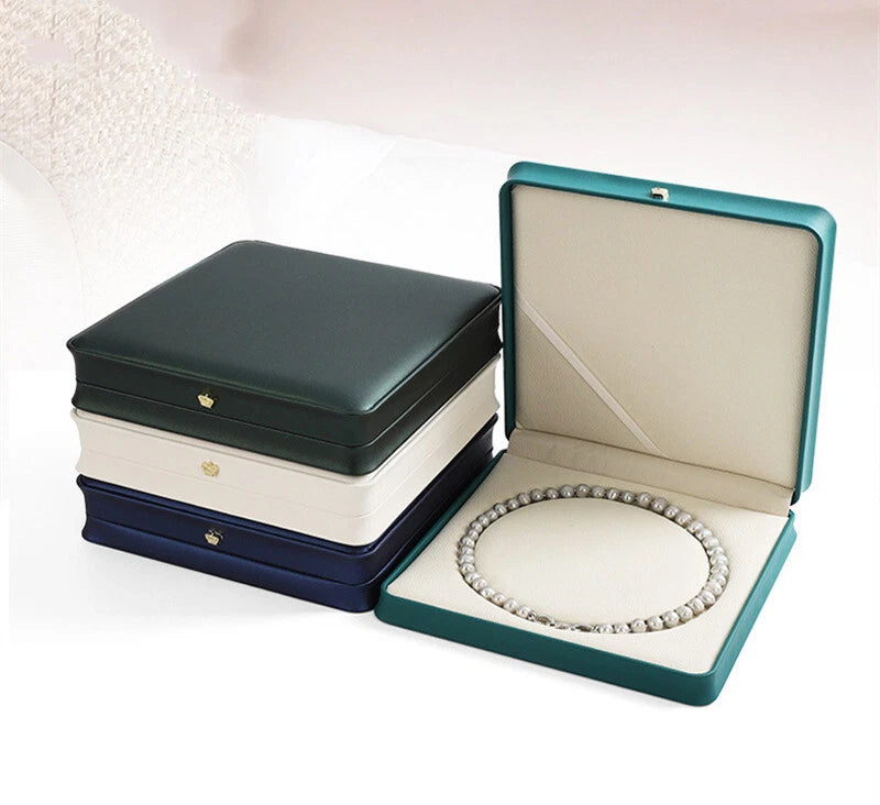 High Quality PU Leather Round Pearl Necklace Jewelry Square Gift Box | eBay
