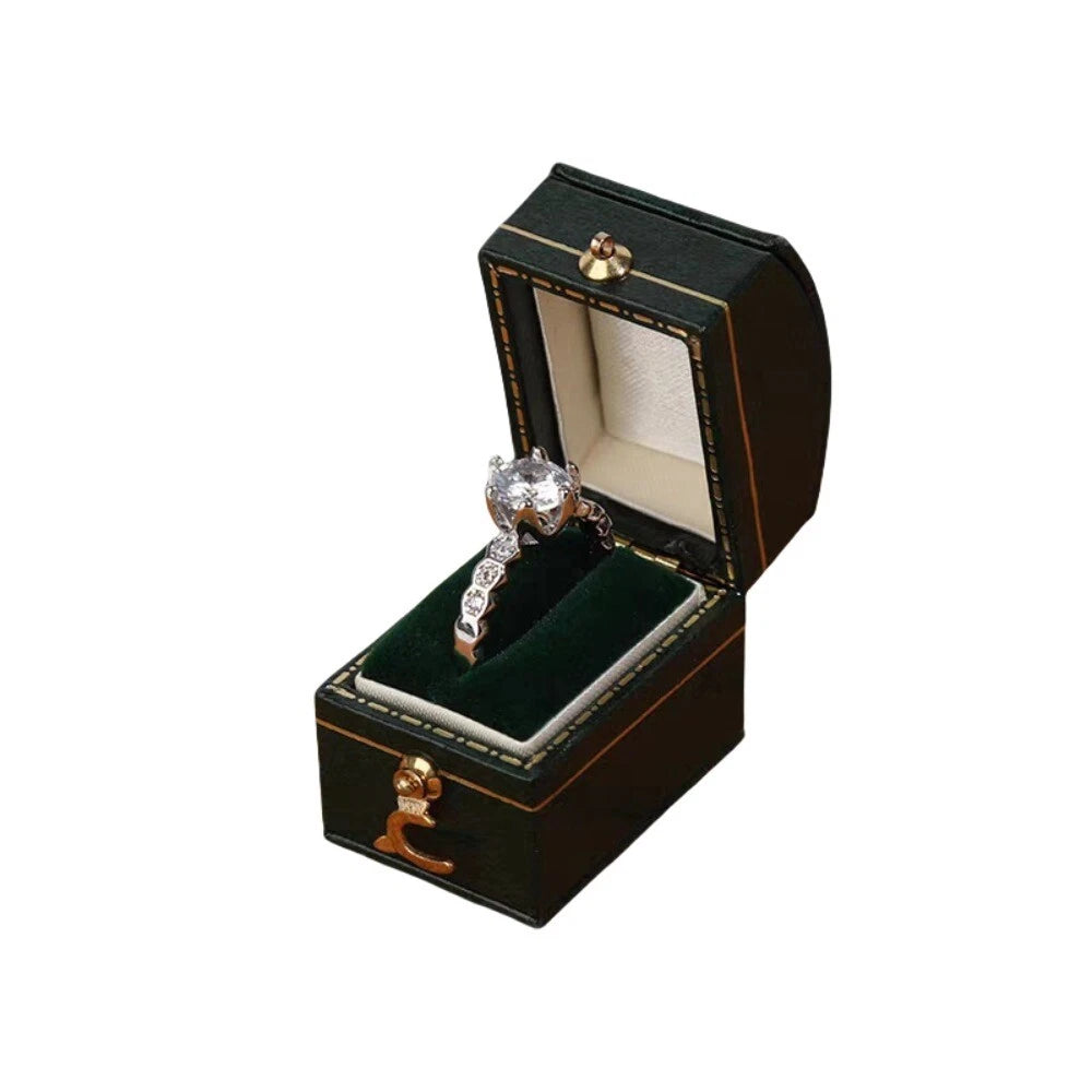 Engagement Ring Box Flannel Buckle Jewelry Case Vintage Leather Small Ring Box | eBay