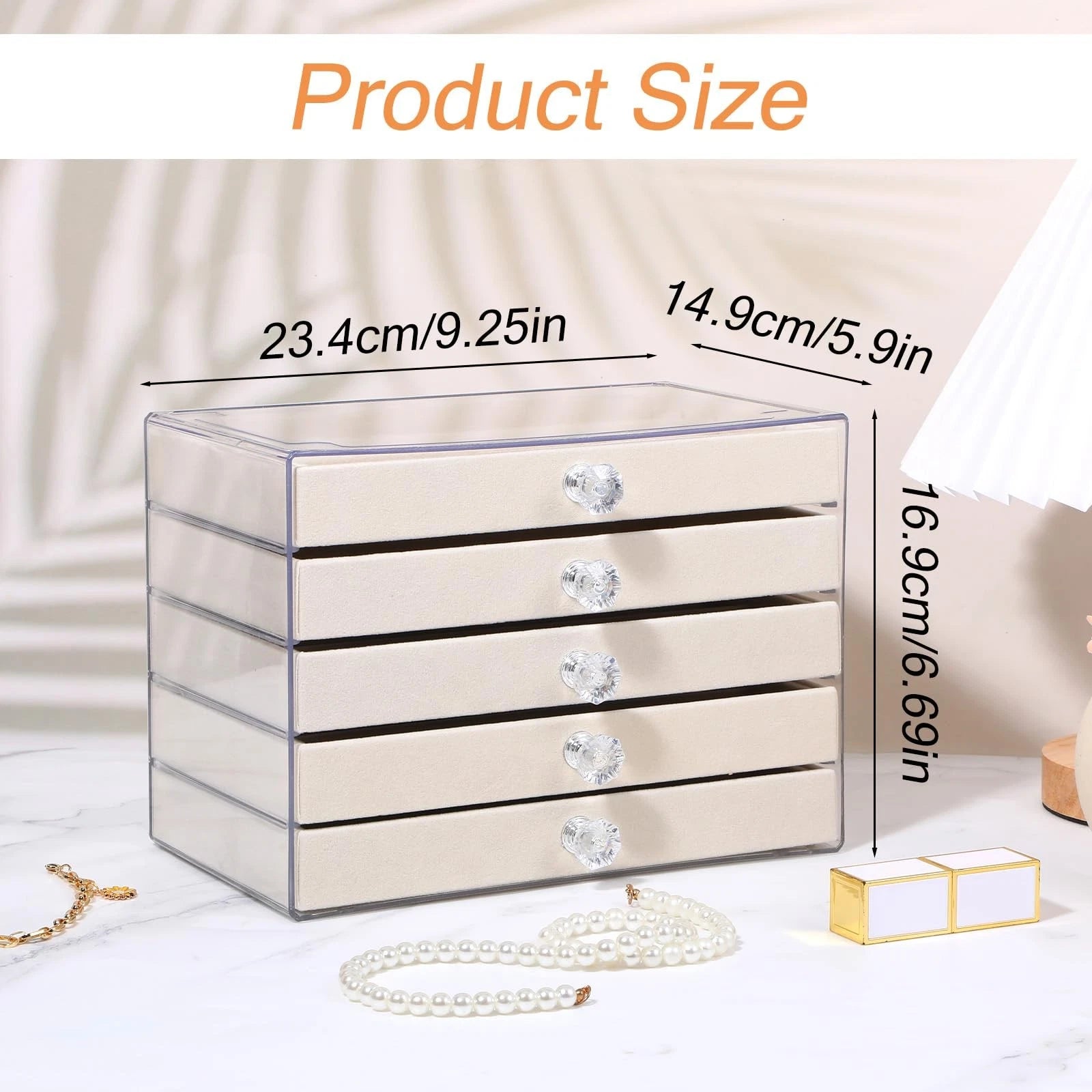 HOFURME 5-Drawer Necklace Organizer Box with Clear Acrylic & Velvet Lining, B... | eBay