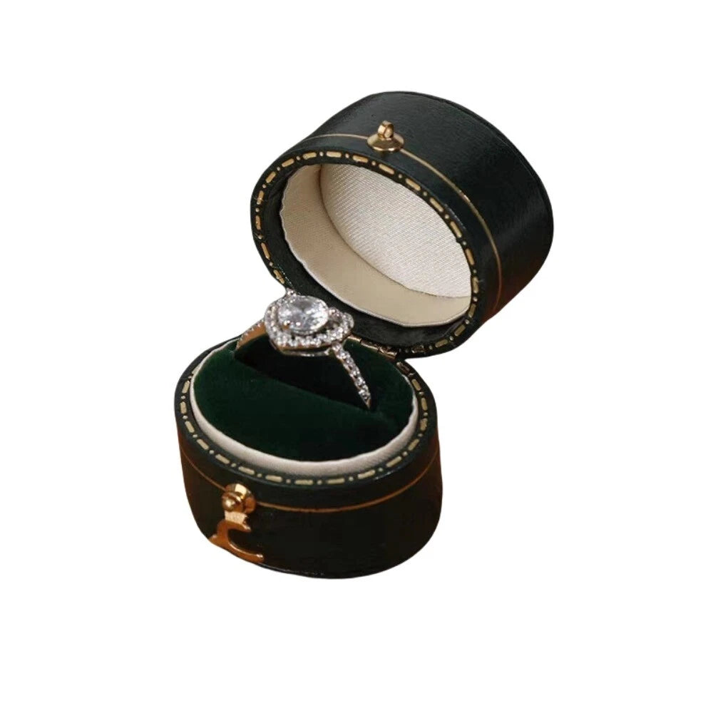 Engagement Ring Box Flannel Buckle Jewelry Case Vintage Leather Small Ring Box | eBay