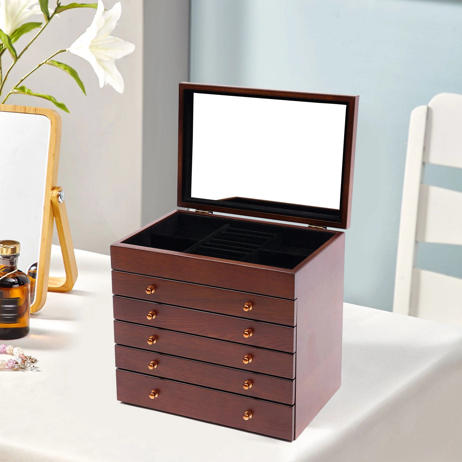 Wooden Jewelry Case Necklace Watches Storage Box or Earrings Rings Bracelet | eBay