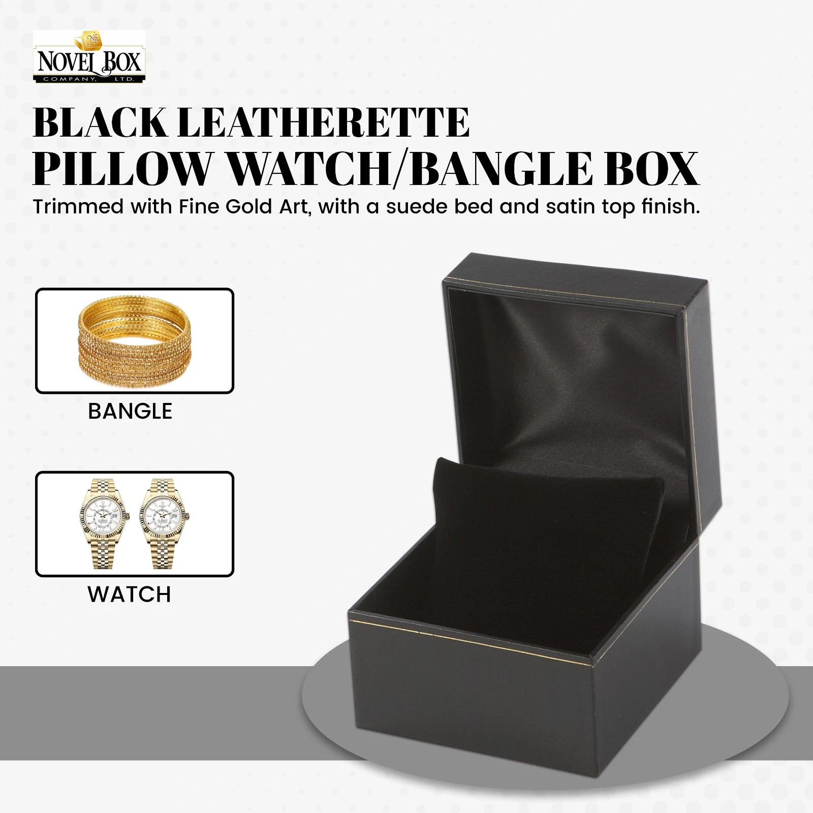 Novel Box Black Leatherette Watch Box Bangle Display Jewelry Storage holder | eBay