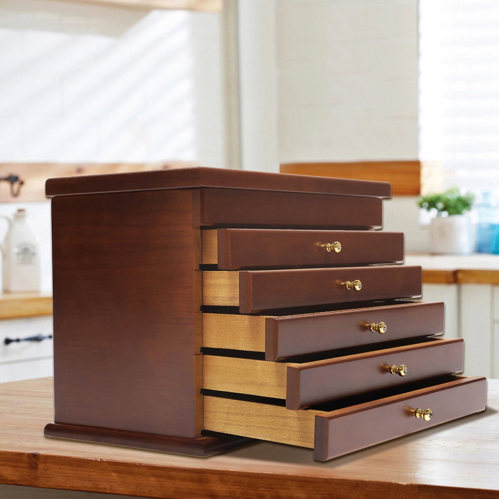 6-Tiers Jewelry Storage Vintage Box Case Wooden Jewelry Organizer/Collection | eBay