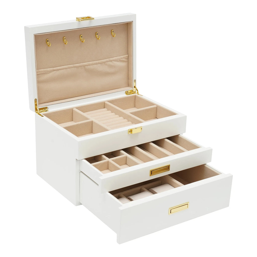 3-Layer Jewelry Organizer Box Earring Ring Necklace Bracelet Storage Case White | eBay