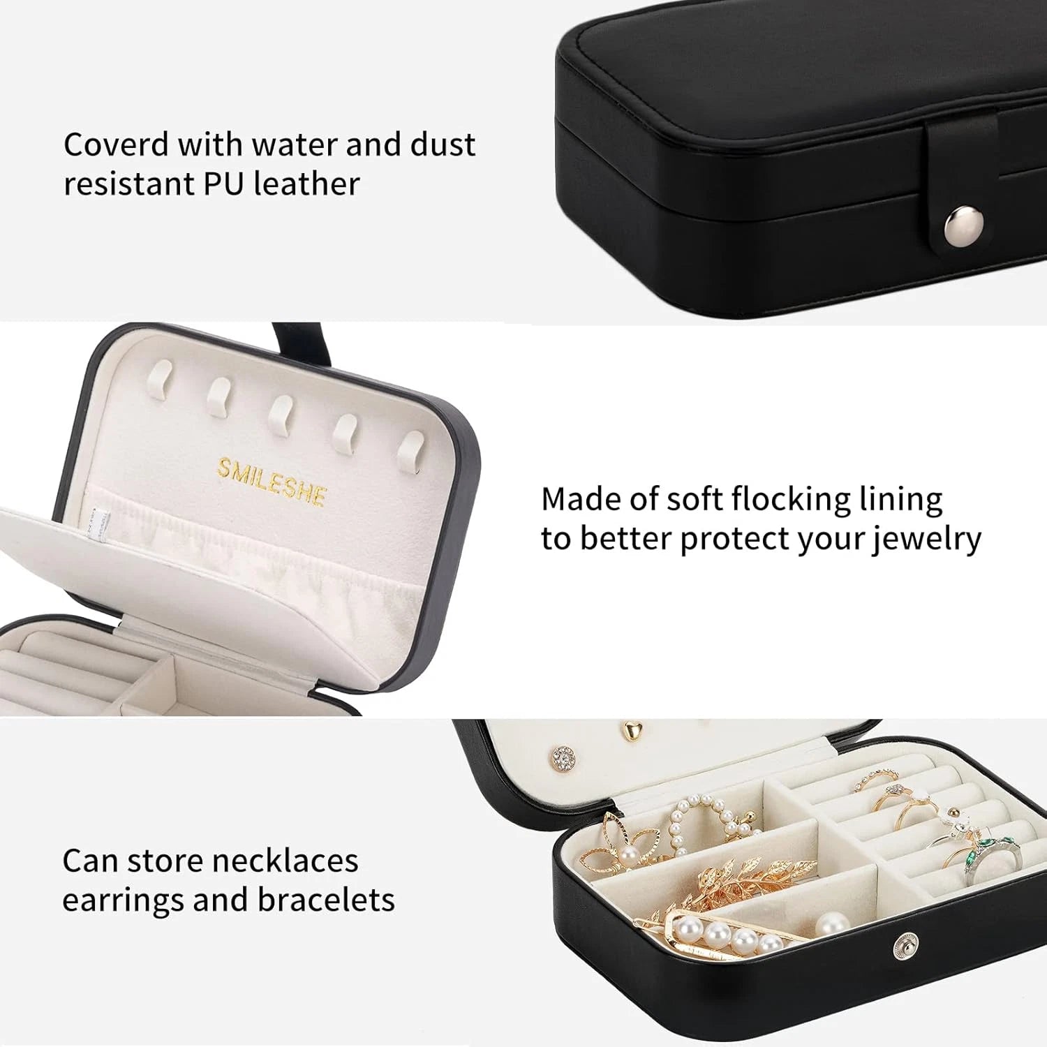 Jewelry Box, PU Leather Small Portable Case, 2 Layers Organizer Display Storage | eBay