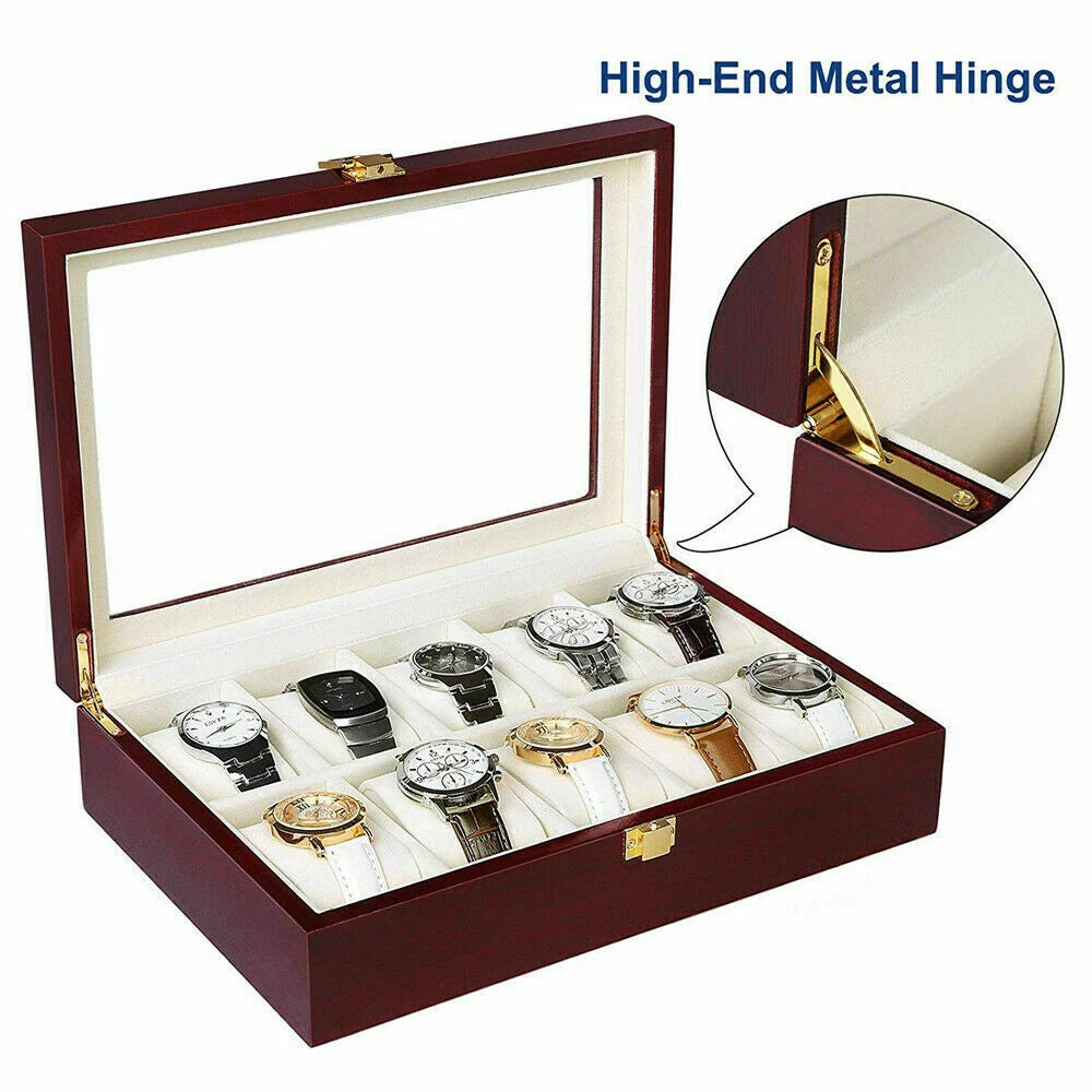 12 Slots Man Wooden Watch Display Box Jewelry Storage Organizer Case Holder Gift | eBay