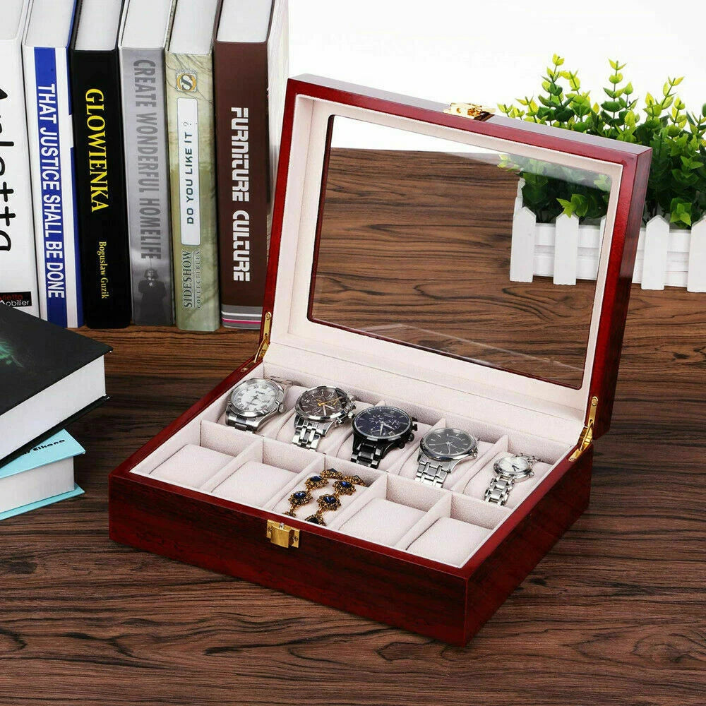 12 Slots Man Wooden Watch Display Box Jewelry Storage Organizer Case Holder Gift | eBay