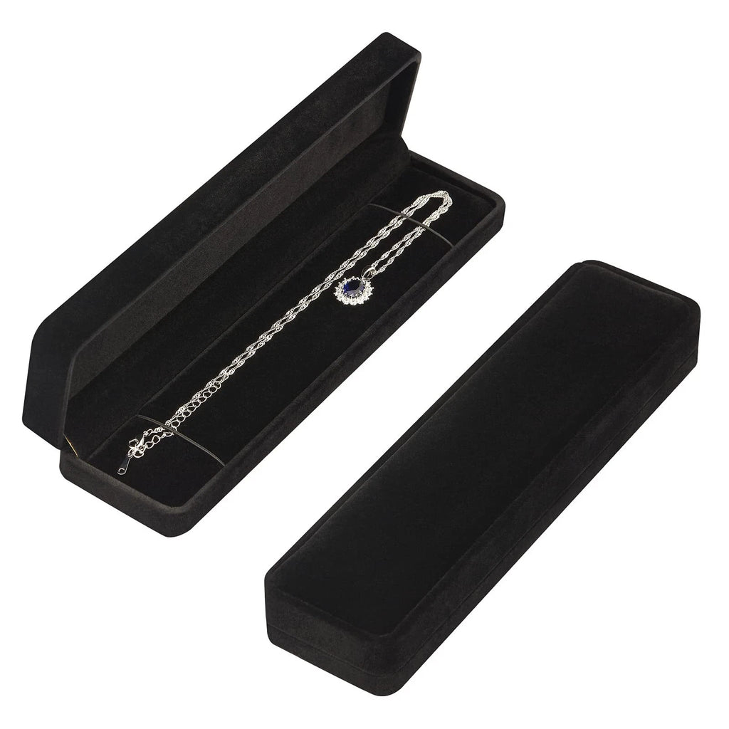 2 Pcs Long Velvet Jewelry Chain Necklace Gift Box Bracelet Storage Case | eBay