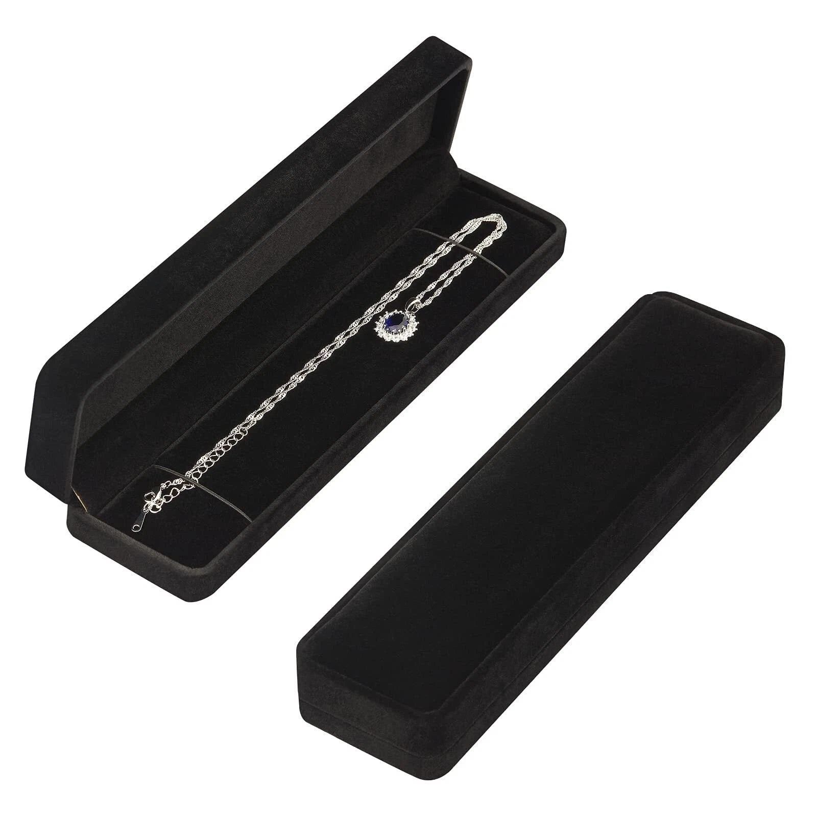 2 Pcs Long Velvet Jewelry Chain Necklace Gift Box Bracelet Storage Case | eBay