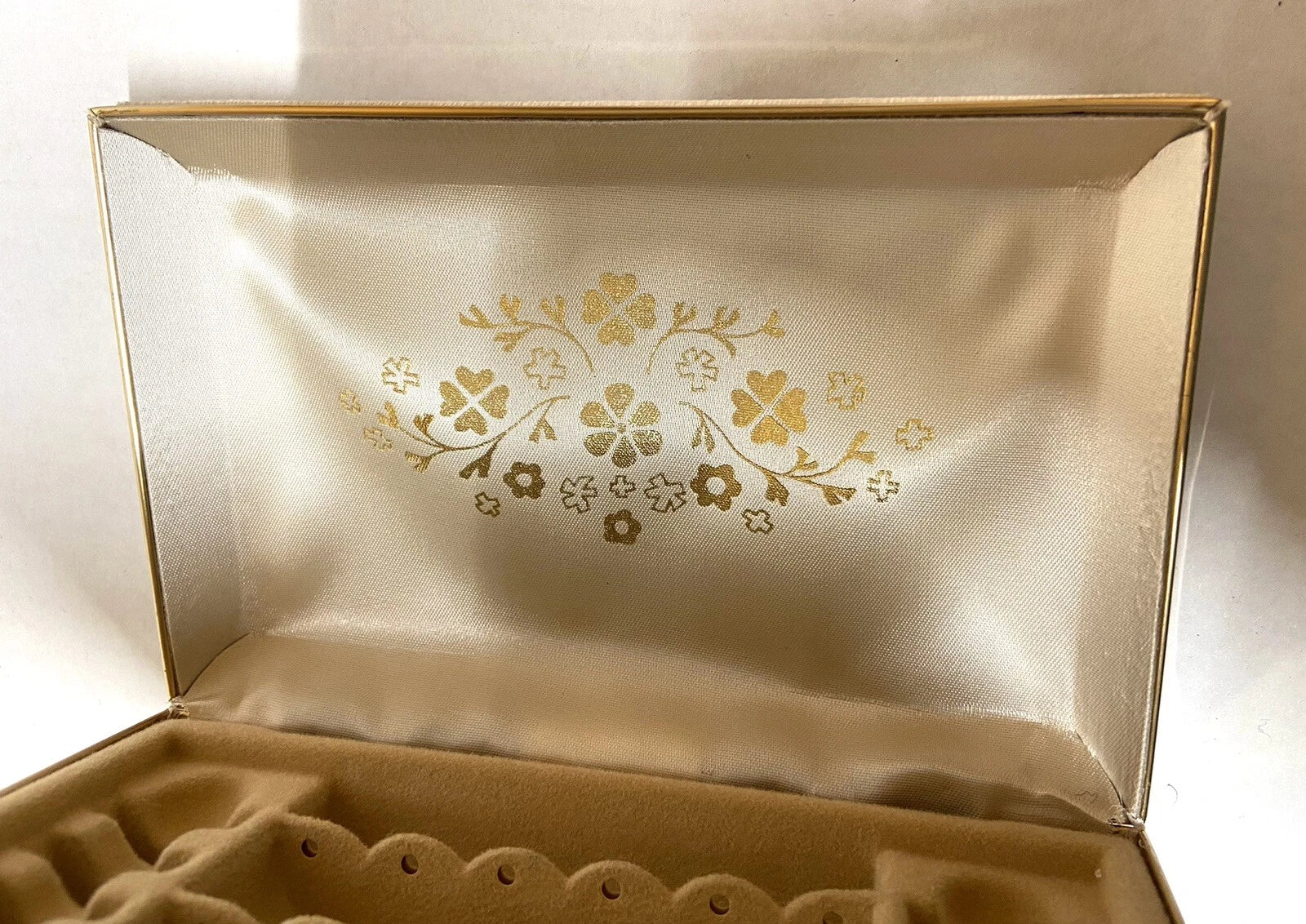 Tan Velvet Covered Jewelry Trinket Travel Box Organizer -7" wide | eBay