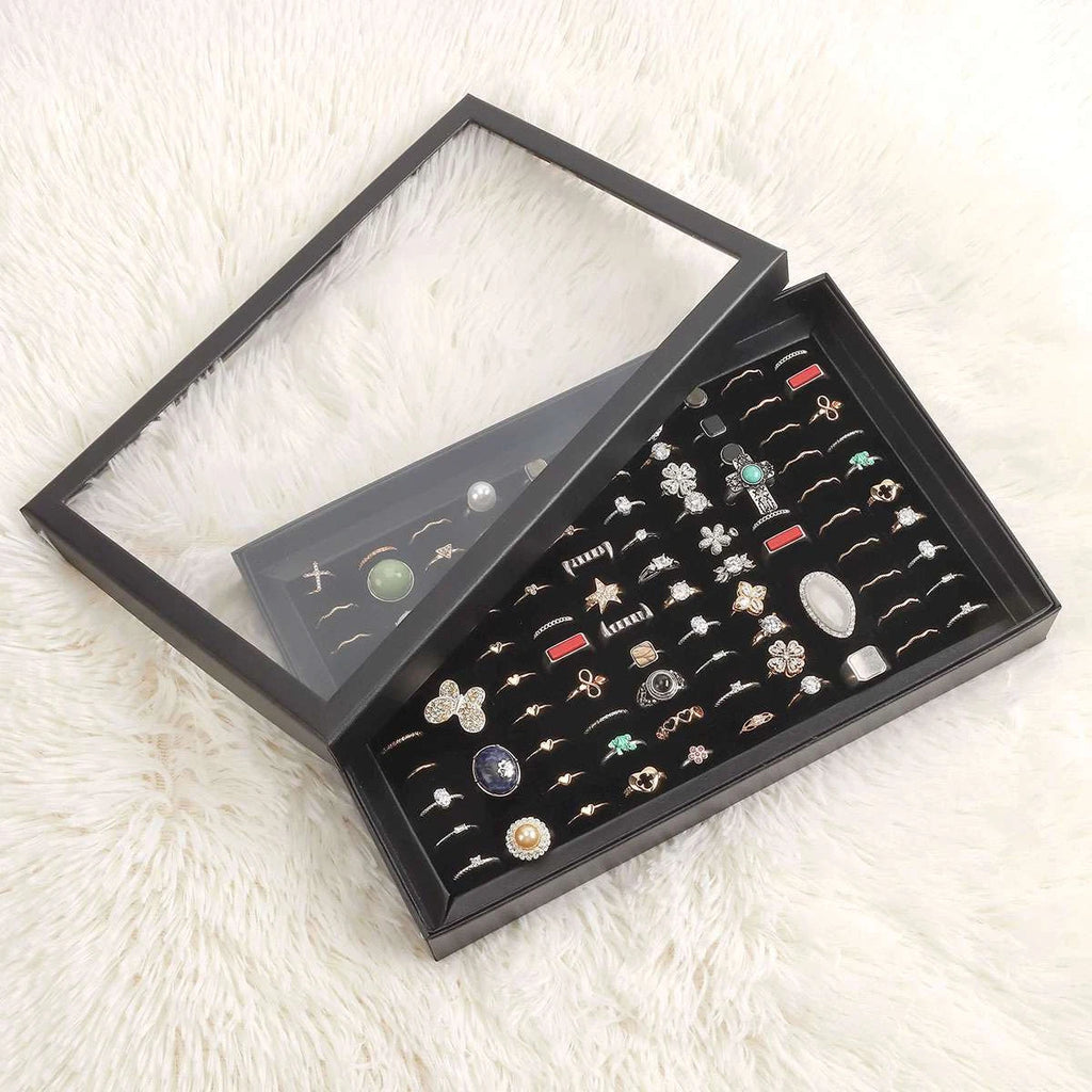 100 Slots Jewelry Ring Display Organizer Case Tray Holder Earring Storage Box | eBay