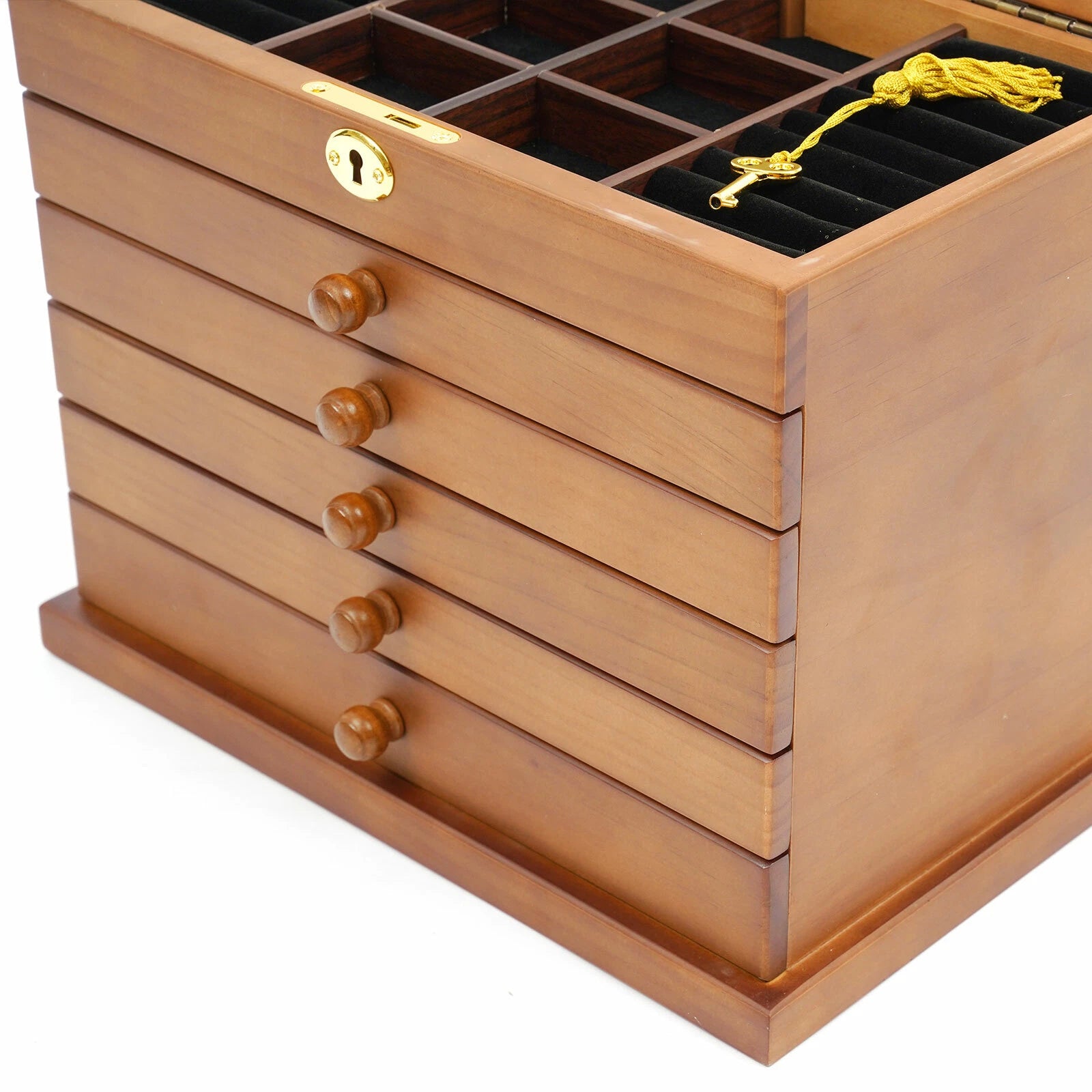Wooden Jewelry Rings Organizer Jewelry Box Wood for Wowen 6 Layers Large Box | eBay