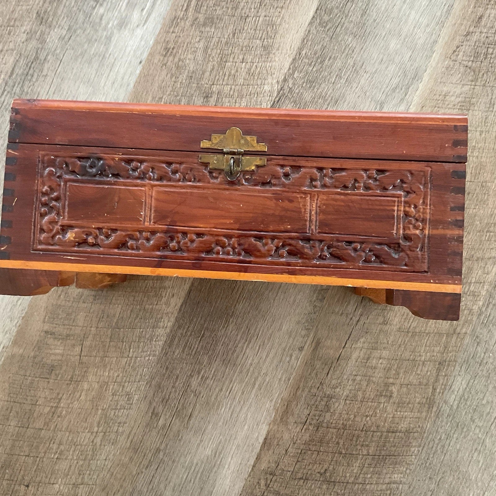 Vintage Cedar Jewelry Chest W/ A Mirror 10.3/4" x 6" X 5" Beautiful | eBay