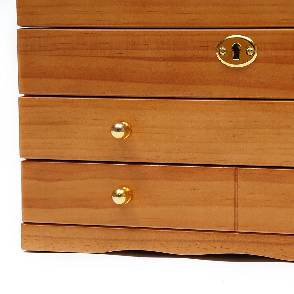Wooden Jewelry Box 3-tier Lockable Jewelry Organizer Vintage Style Storage Box | eBay