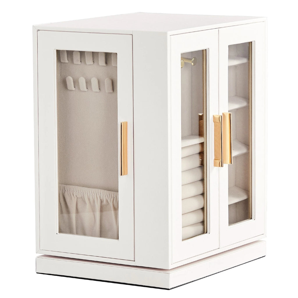 360° Rotating Jewelry Box with 5 Drawers - White Cabinet & Pink Velvet Storage | eBay