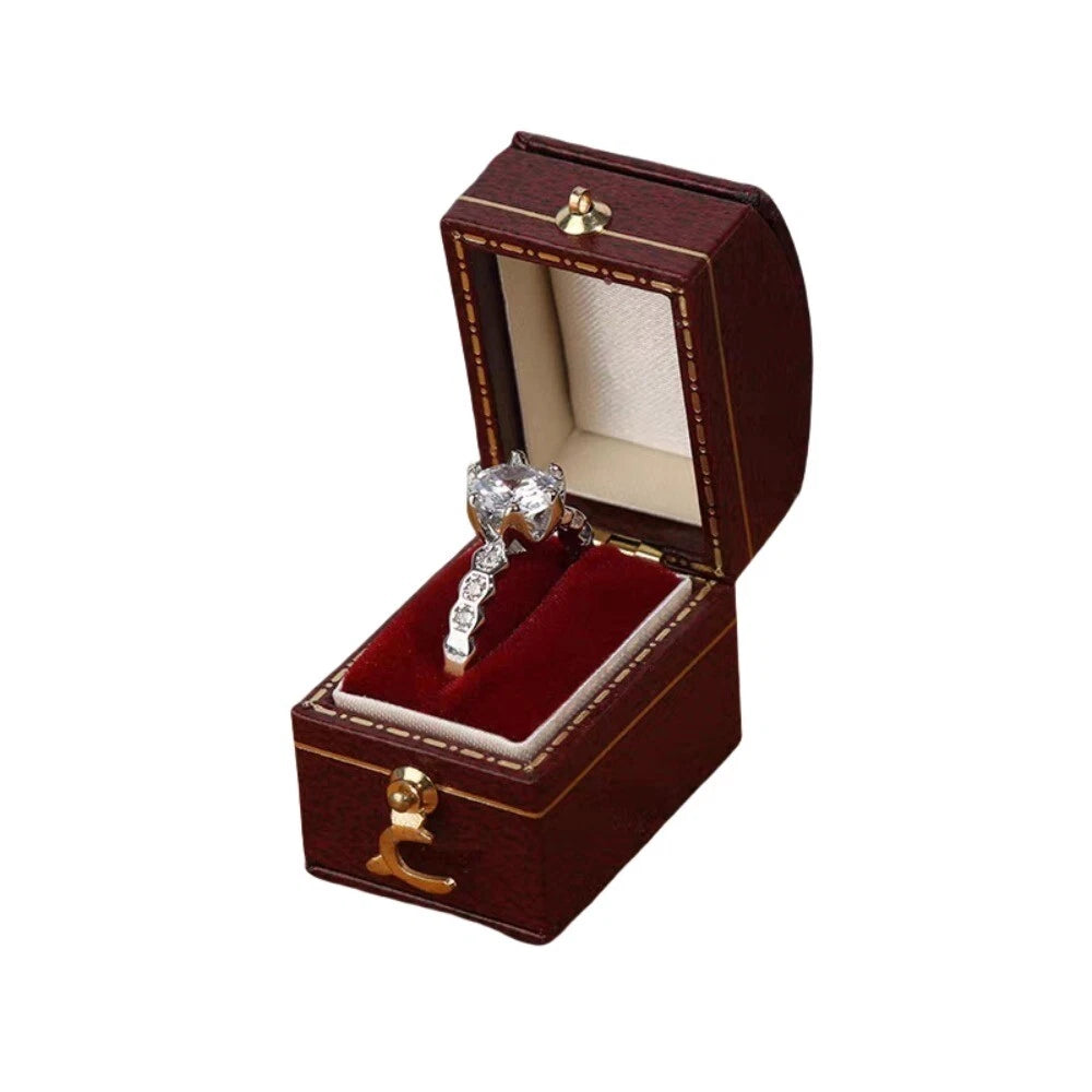 Engagement Ring Box Flannel Buckle Jewelry Case Vintage Leather Small Ring Box | eBay