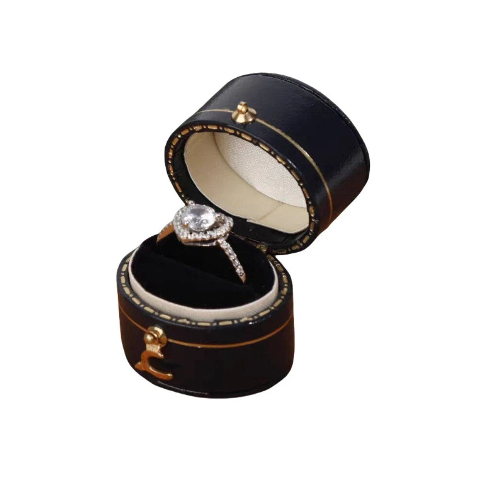 Engagement Ring Box Flannel Buckle Jewelry Case Vintage Leather Small Ring Box | eBay