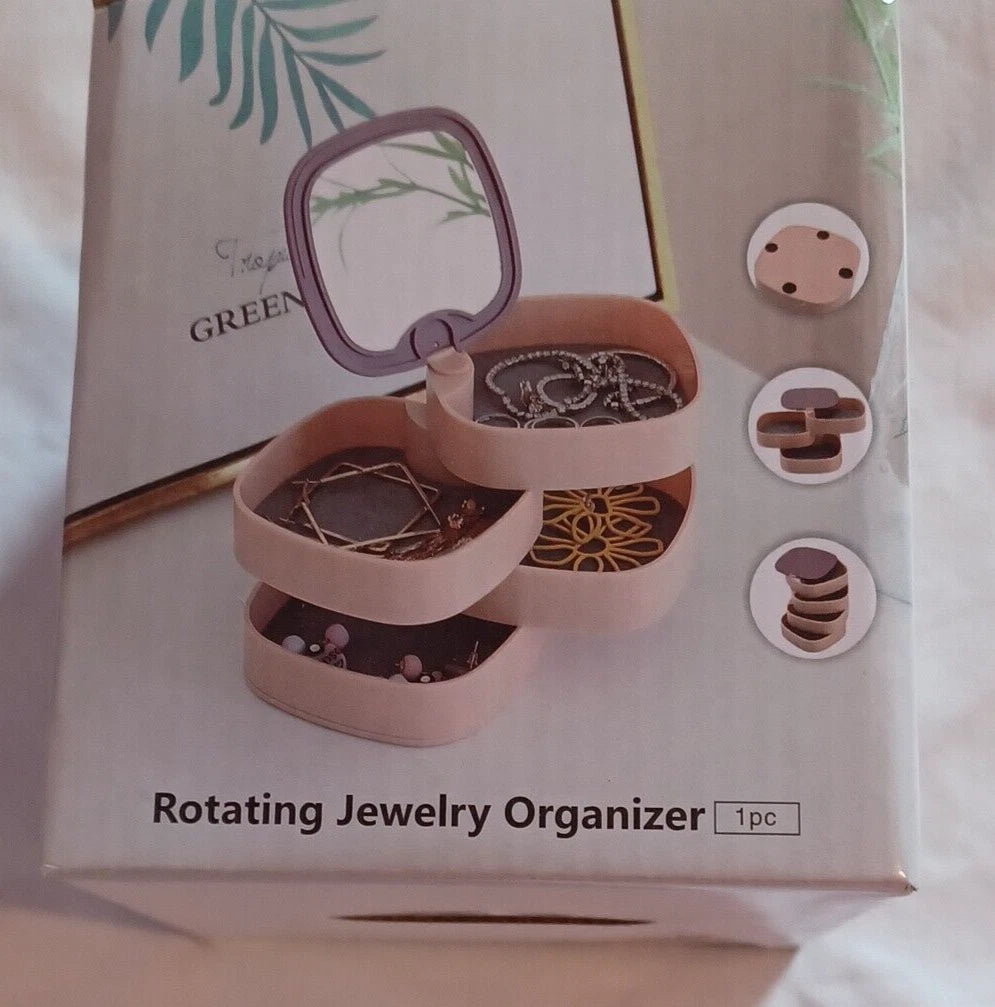 Jewelry Storage Box with Mirror Womens Organizer 4-Layer Small | eBay