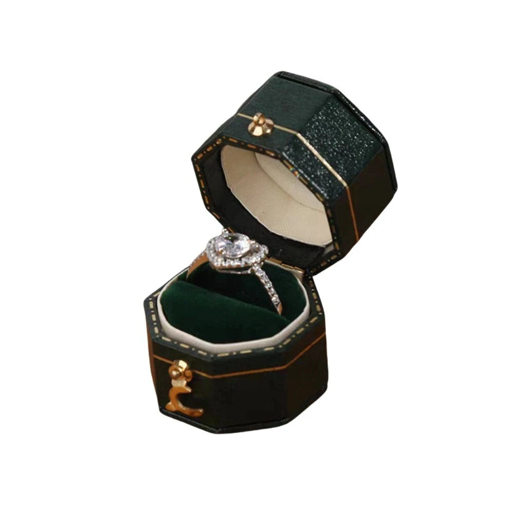 Engagement Ring Box Flannel Buckle Jewelry Case Vintage Leather Small Ring Box | eBay