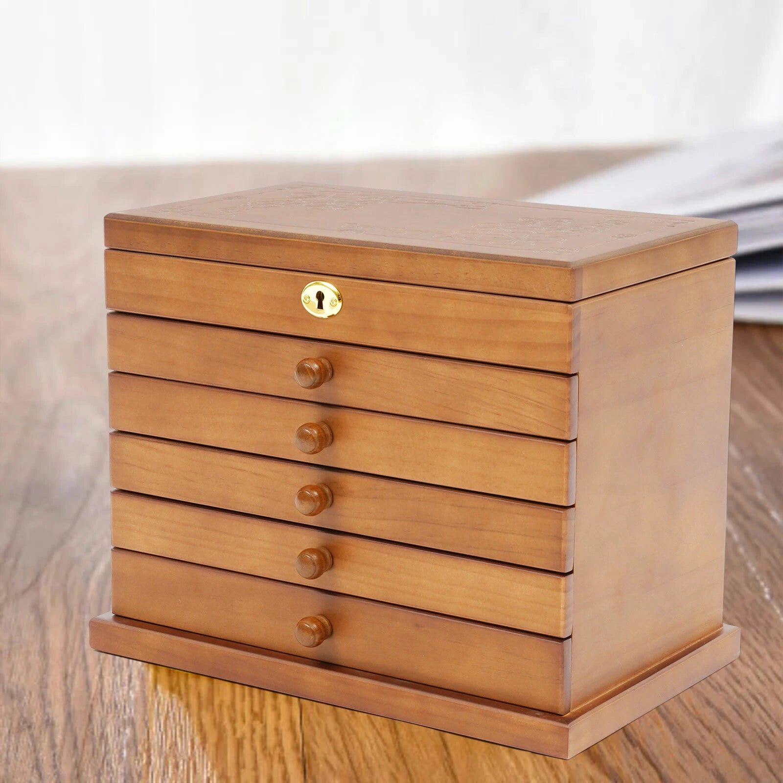 Wooden Jewelry Rings Organizer Jewelry Box Wood for Wowen 6 Layers Large Box | eBay