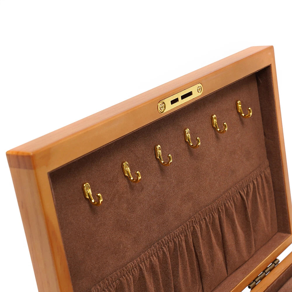 Wooden Jewelry Box 3-tier Lockable Jewelry Organizer Vintage Style Storage Box | eBay