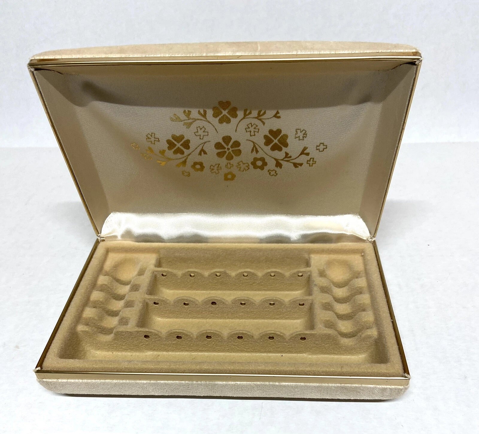 Tan Velvet Covered Jewelry Trinket Travel Box Organizer -7" wide | eBay