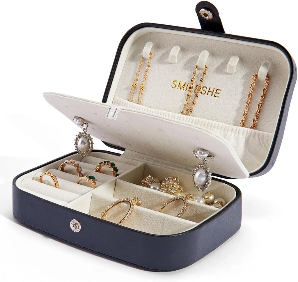 Jewelry Box, PU Leather Small Portable Case, 2 Layers Organizer Display Storage | eBay