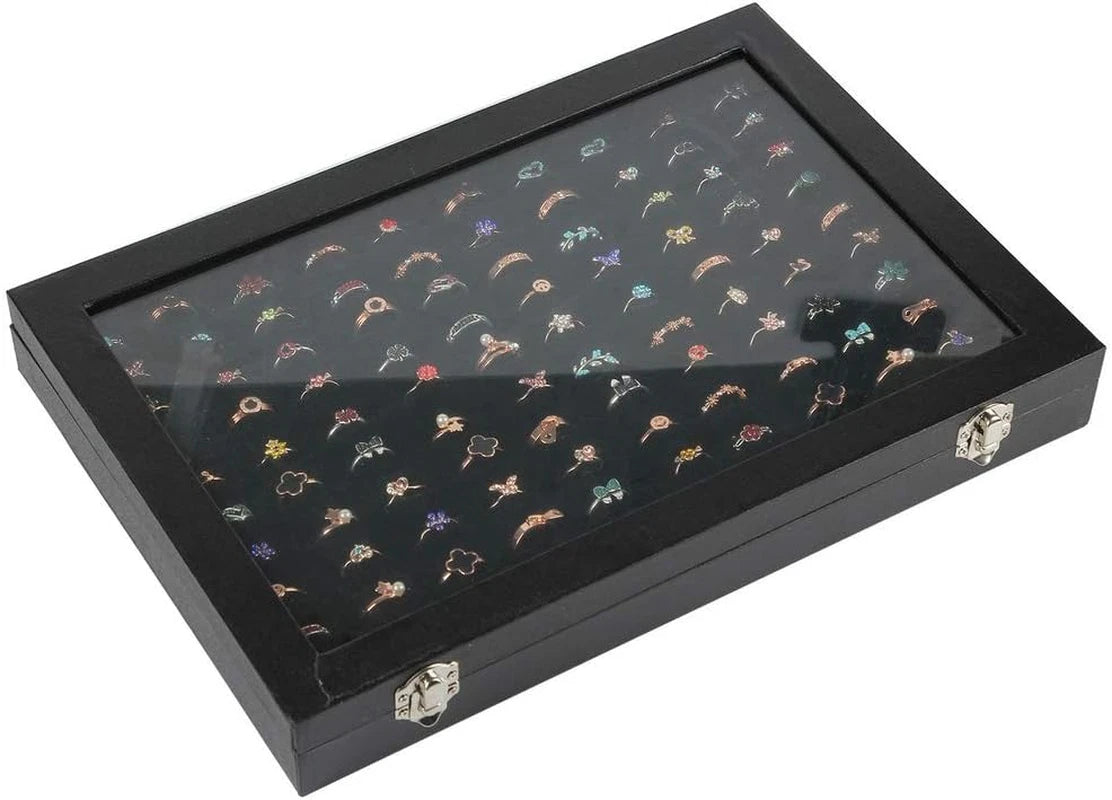 Ring Display Case Organizer Box with Transparent Lid, Ring Holder Showcase for S | eBay