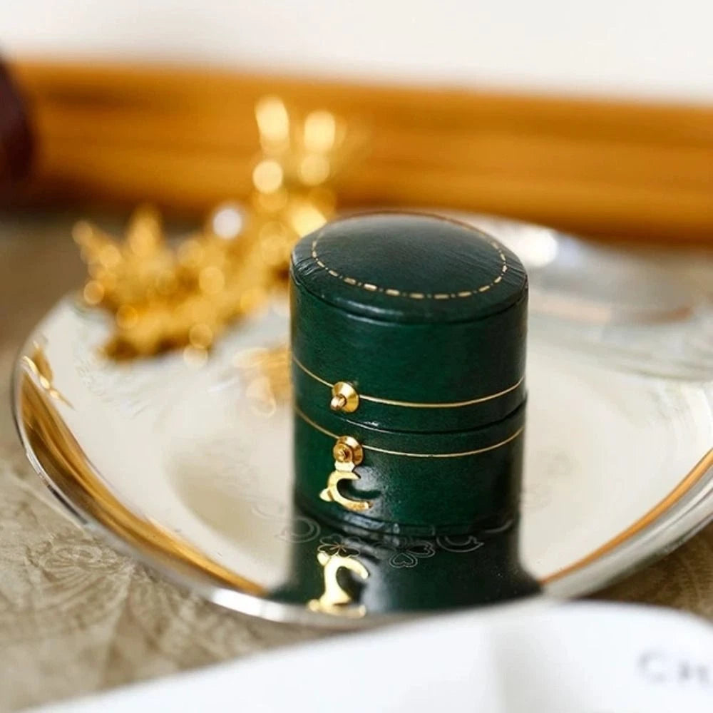Engagement Ring Box Flannel Buckle Jewelry Case Vintage Leather Small Ring Box | eBay
