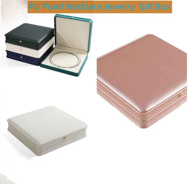 High Quality PU Leather Round Pearl Necklace Jewelry Square Gift Box | eBay