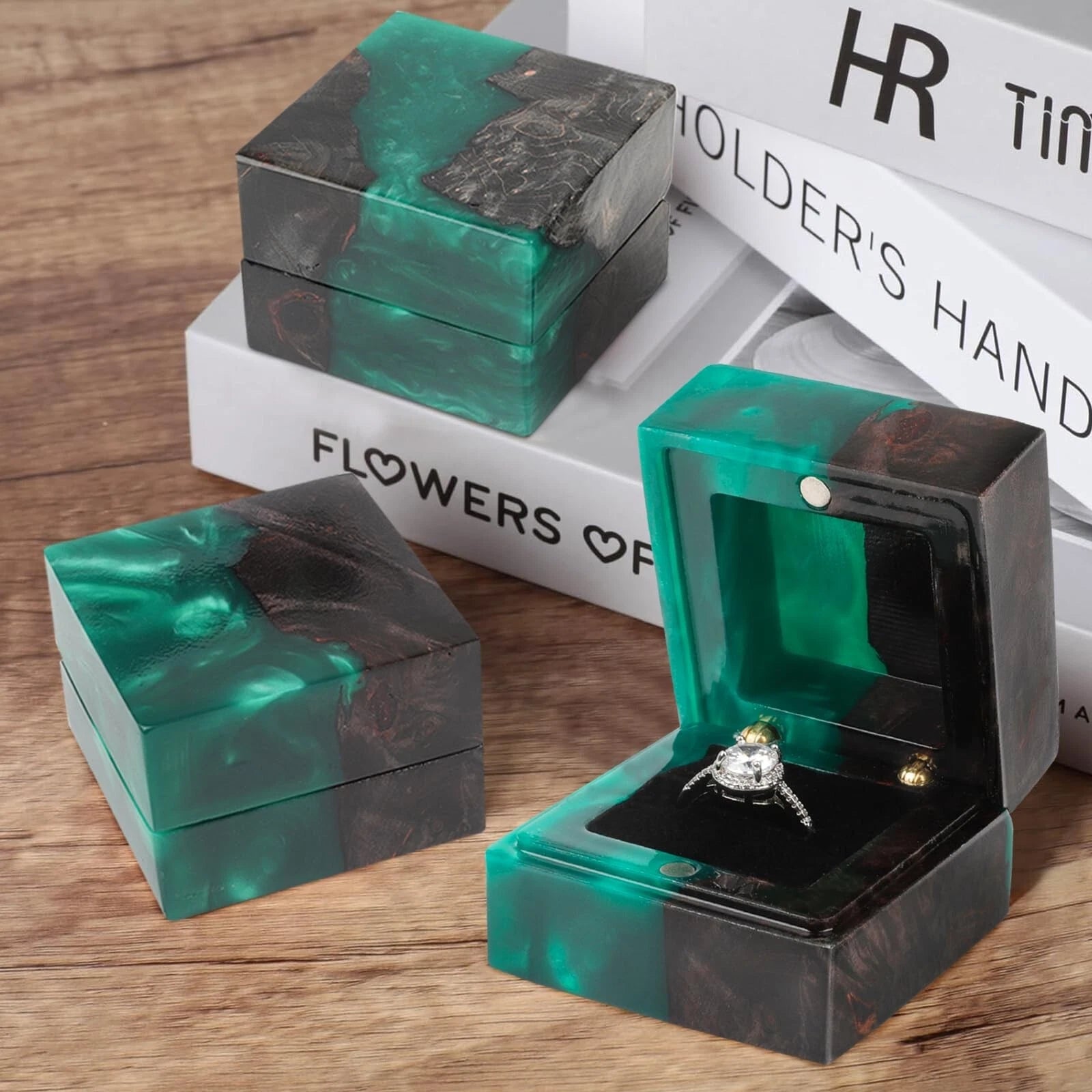 Wedding Ring Box, Engagement Ring Box with Single Slot Handcrafted Stabilized... | eBay