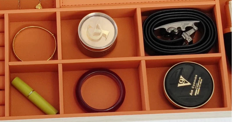 Luxury Leather Jewelry Box Organizer - Orange | eBay
