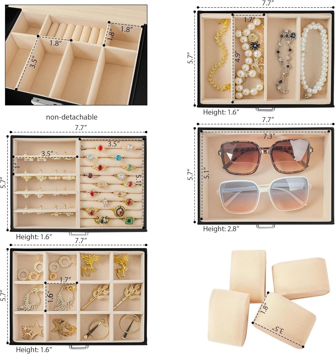 Comprehensive Jewelry Storage Box - Lockable & Elegant with 4 Drawers & Mirror | eBay