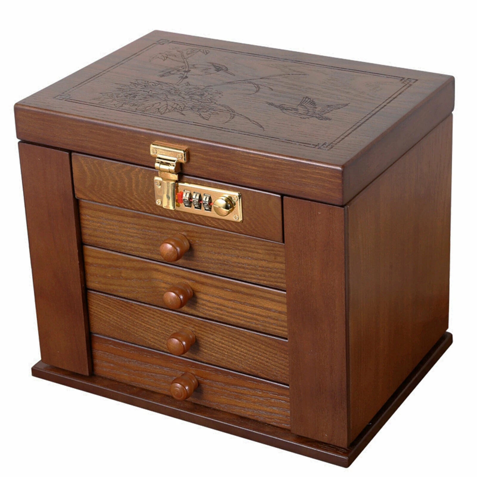 Jewelry cabinet Wooden Jewelry Case with mirror Utility Storage Box Armoire 5" | eBay