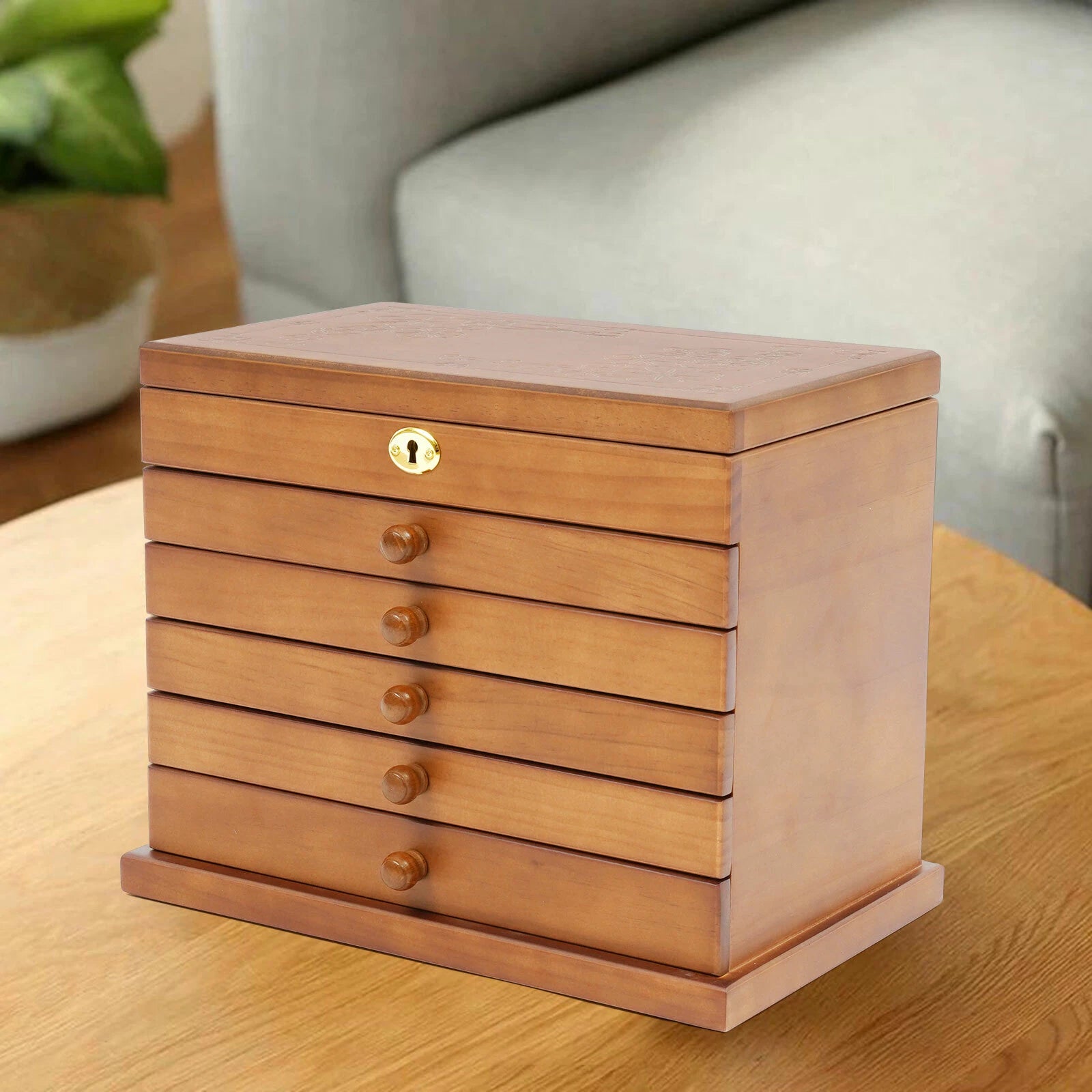 Wooden Jewelry Rings Organizer Jewelry Box Wood for Wowen 6 Layers Large Box | eBay