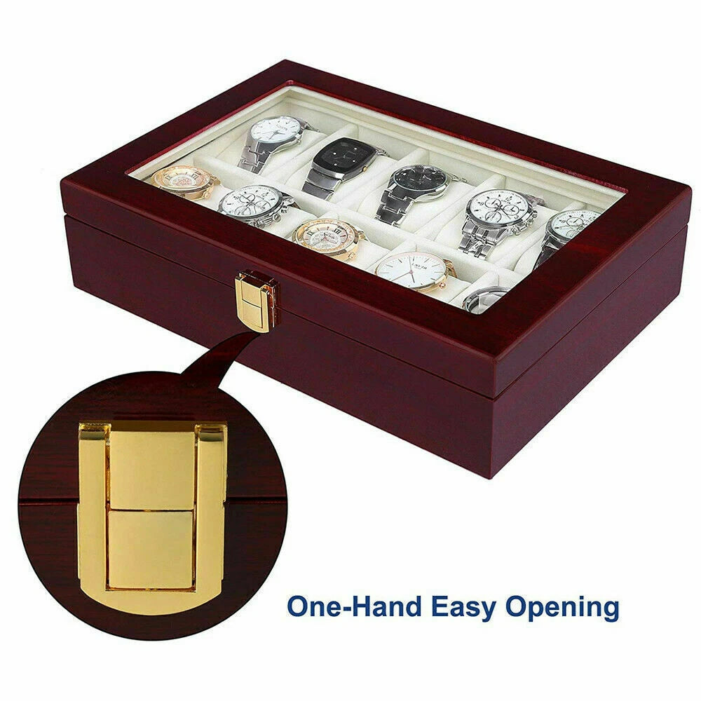 12 Slots Man Wooden Watch Display Box Jewelry Storage Organizer Case Holder Gift | eBay