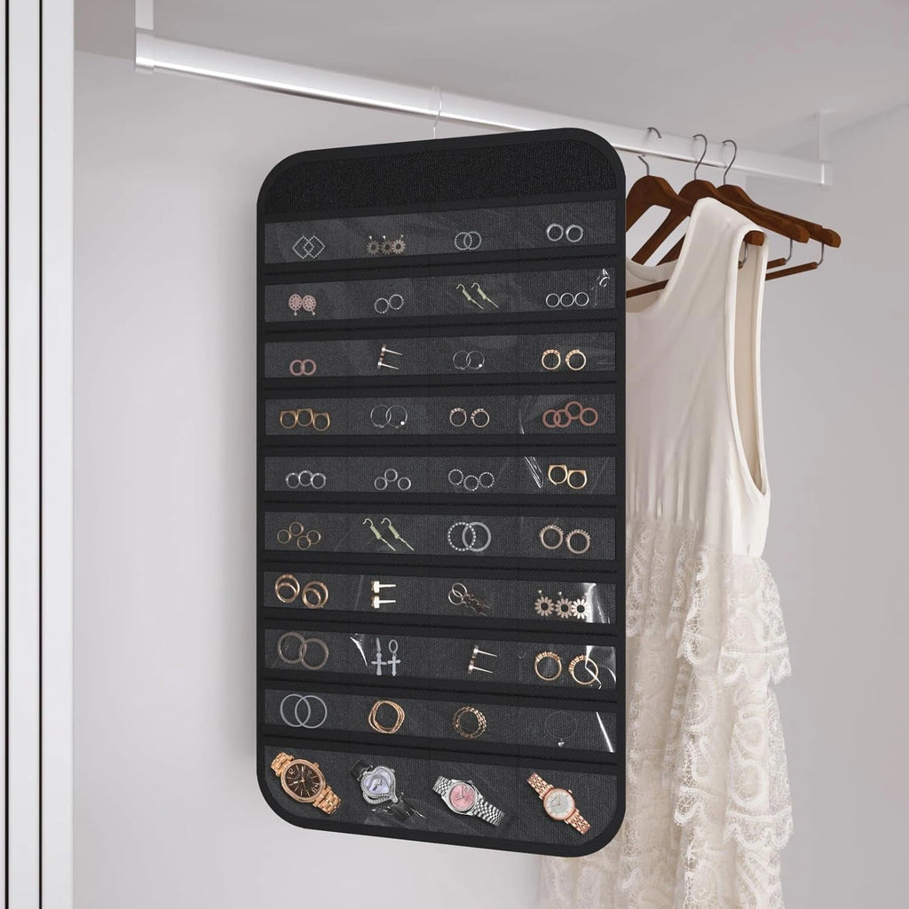 Hanging Jewelry Organizer Storage, 40 Pockets 36 Hooks Necklace Earring Necklace | eBay