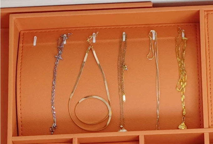 Luxury Leather Jewelry Box Organizer - Orange | eBay