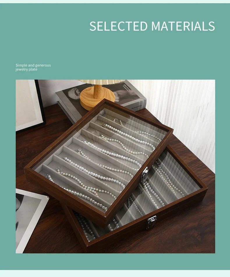 Wooden Jewelry Storage Box with Lid Dustproof Necklace Organizer Display Case | eBay